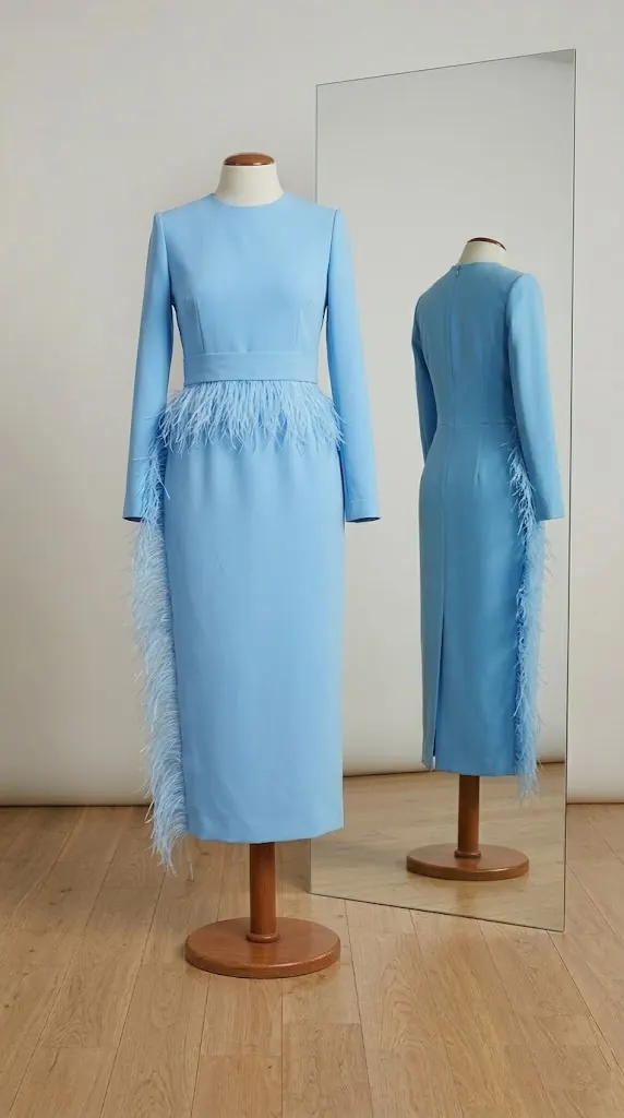 Vestido azul de ceremonia confeccionado a medida